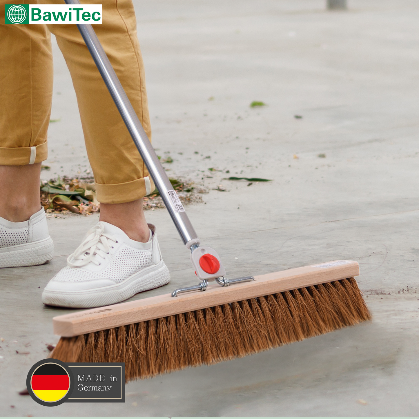 Kehrbesen Kokos-Borsten mit 4-Loch-Wechselsystem und Stiel 145cm Länge Naturfaser-Besen Kokosbesen