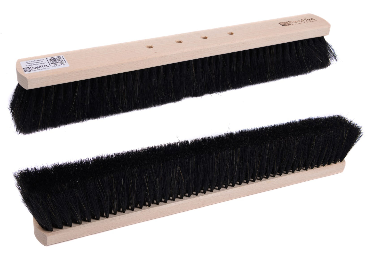 Naturhaar-Rosshaarbesen mit 4-Loch-Wechselsystem und Aluminiumstiel Saalbesen Metallstiel