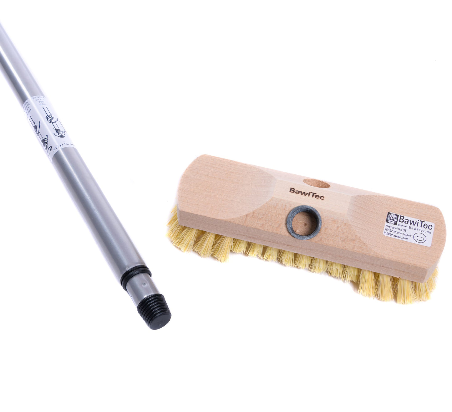 Quality scrubber with beard/bristle edge and telescopic handle 200cm MyprenFibre bristles width 22cm