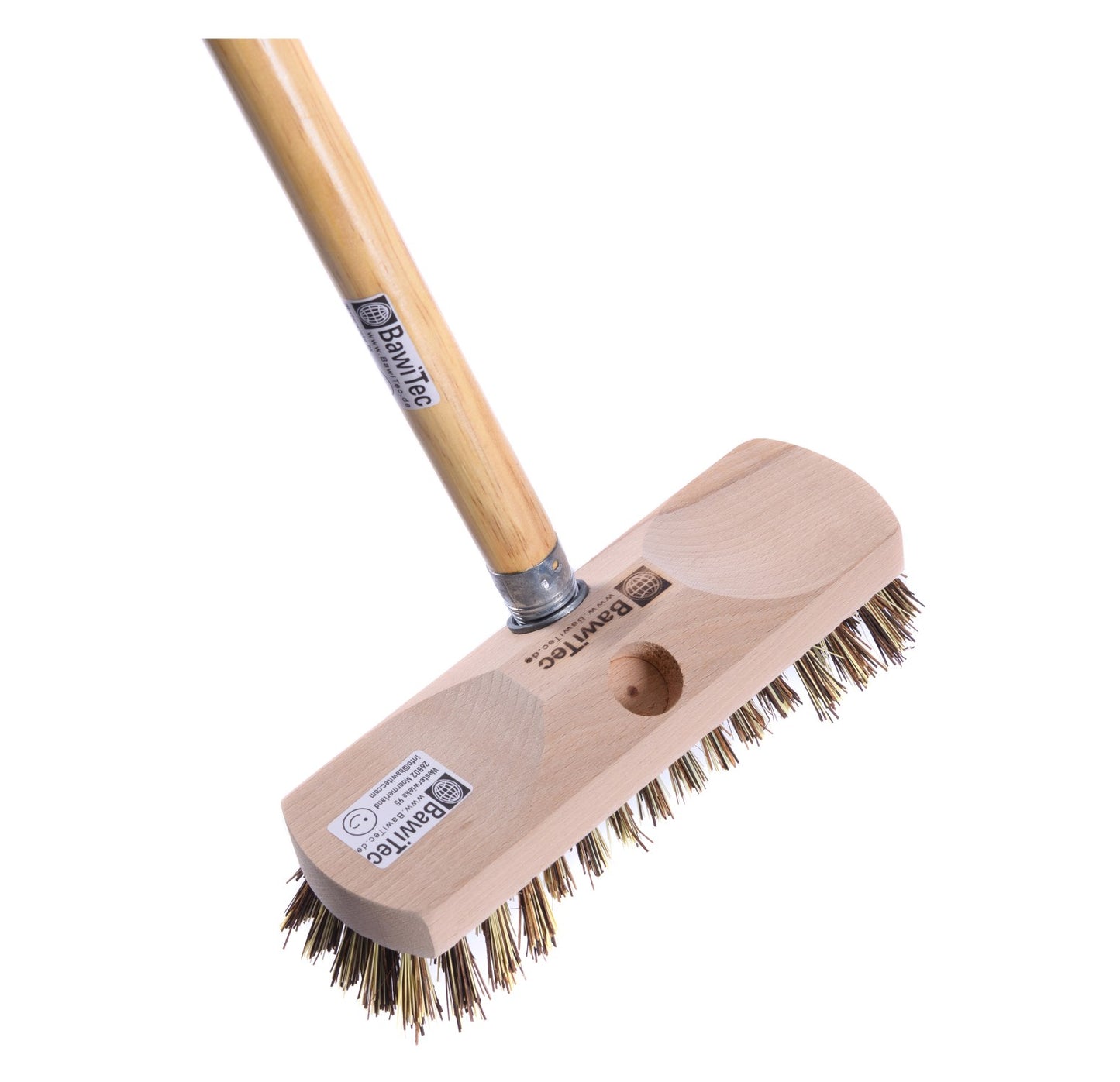Schrubber mit Bart/Rand 22cm mit Gewinde und Holzstiel harte UnionMix-Borsten