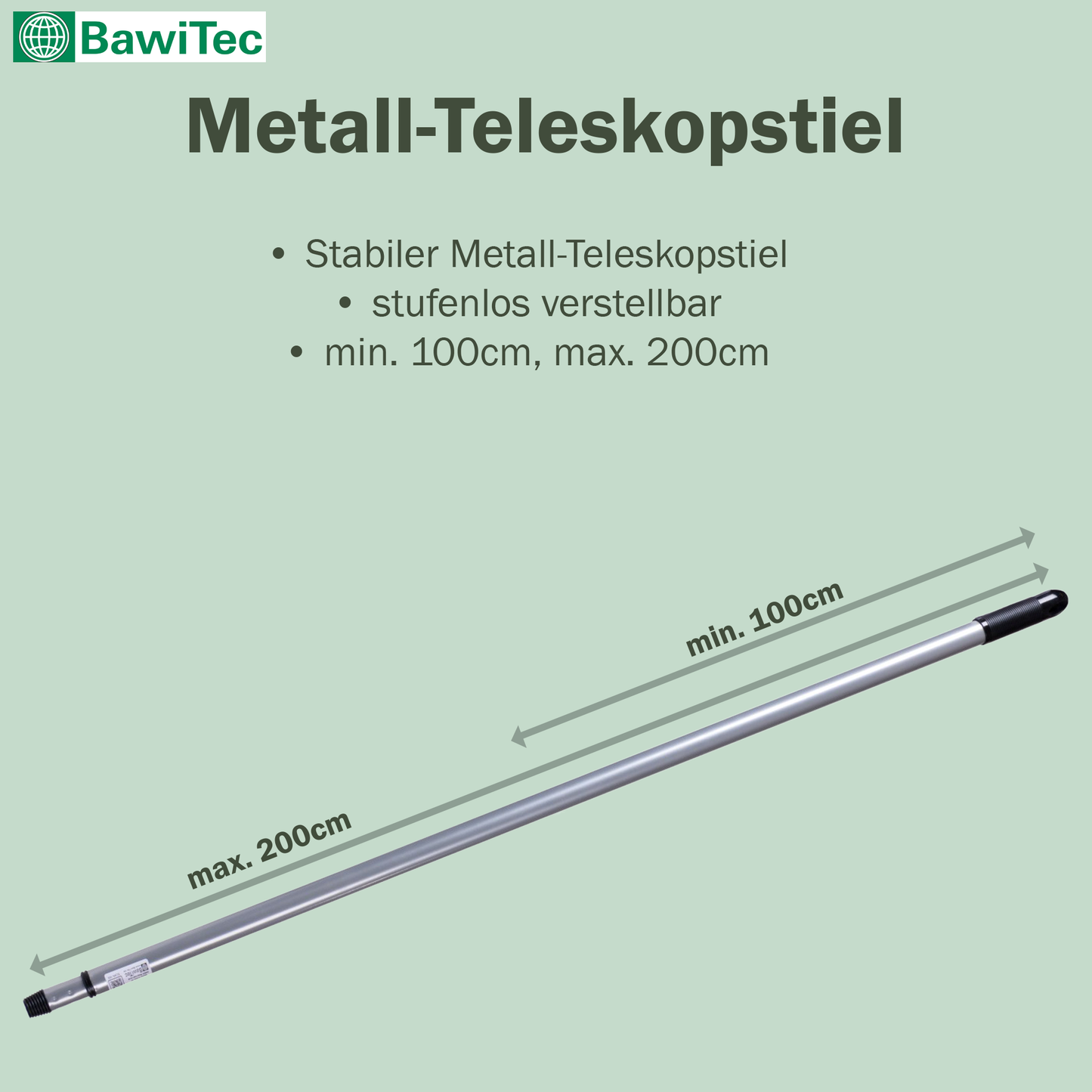 Qualitäts Rosshaarbesen sehr weich mit Metall-Teleskopstiel Länge max. 200cm Zimmerbesen mit Stiel