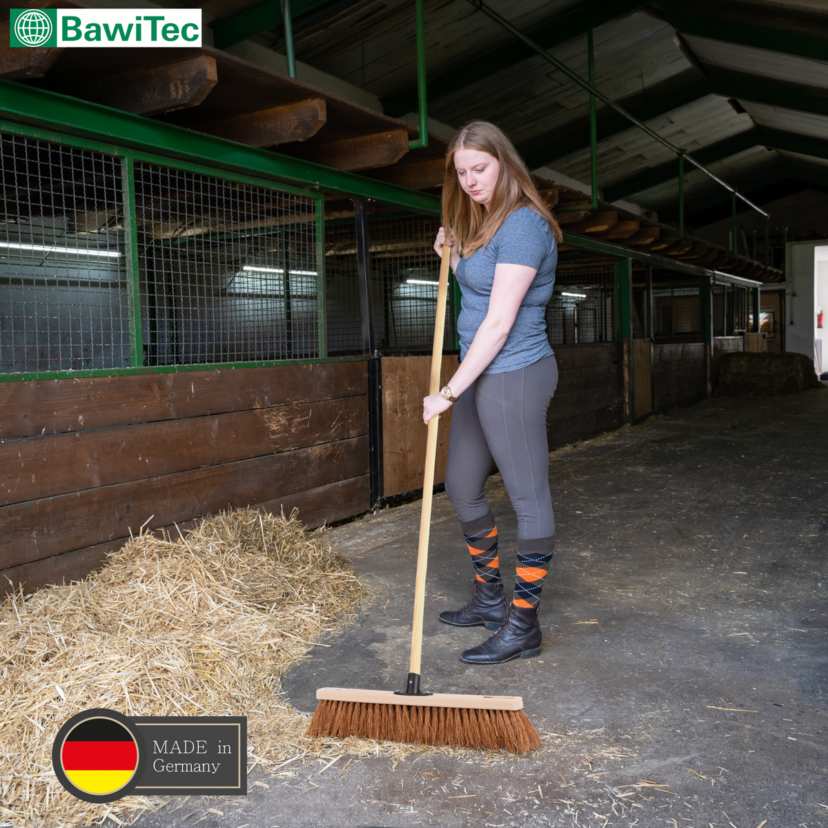 Kokosbesen braune Kokos Borsten Kehrbesen mit Stiel Besenstiel