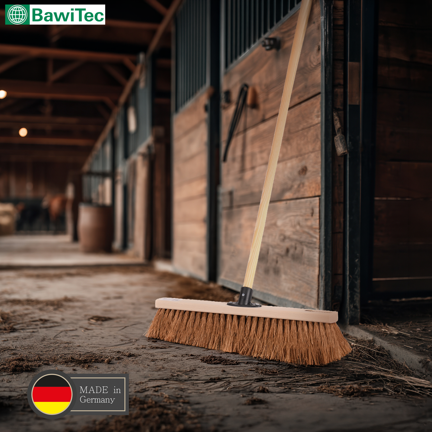 Industriebesen Kokosbesen Naturfaser mit passendem Holzstiel Besenstiel Kehrbesen Kokosborsten Saalbesen