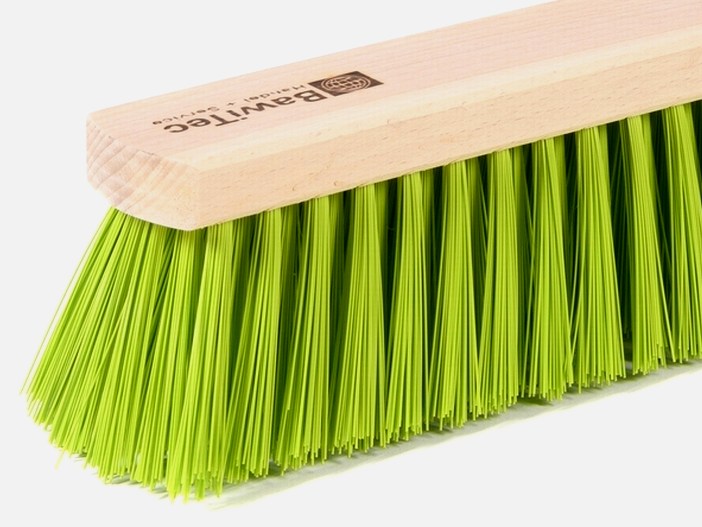 Street broom garden broom Elaston plastic bristles neon green with plastic holder for standard handles