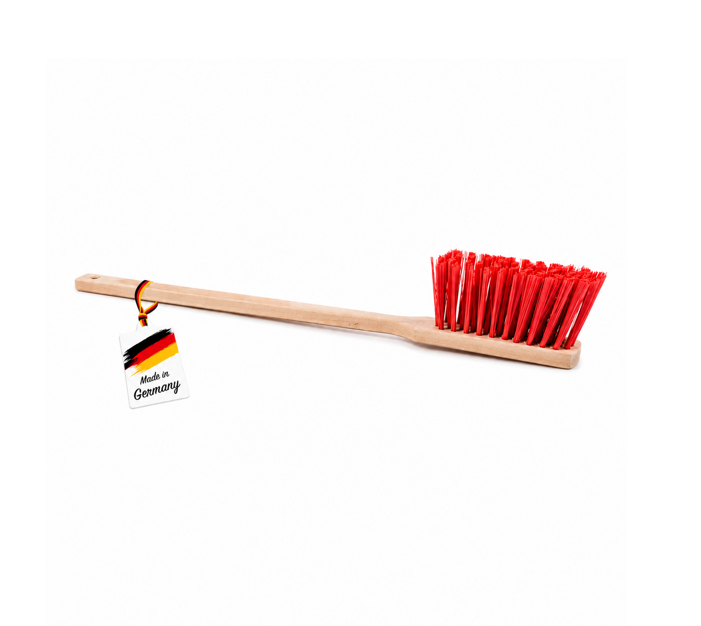 Qualitäts Handfeger mit Langstiel 43cm oder 60cm Lang Kunststoffborsten rot Sicherheitshandfeger
