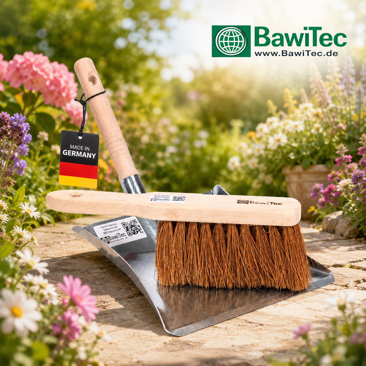Handwerker Kehrgarnitur Kokos-Naturfaser-Borsten Handfeger und Kehrschaufel Set