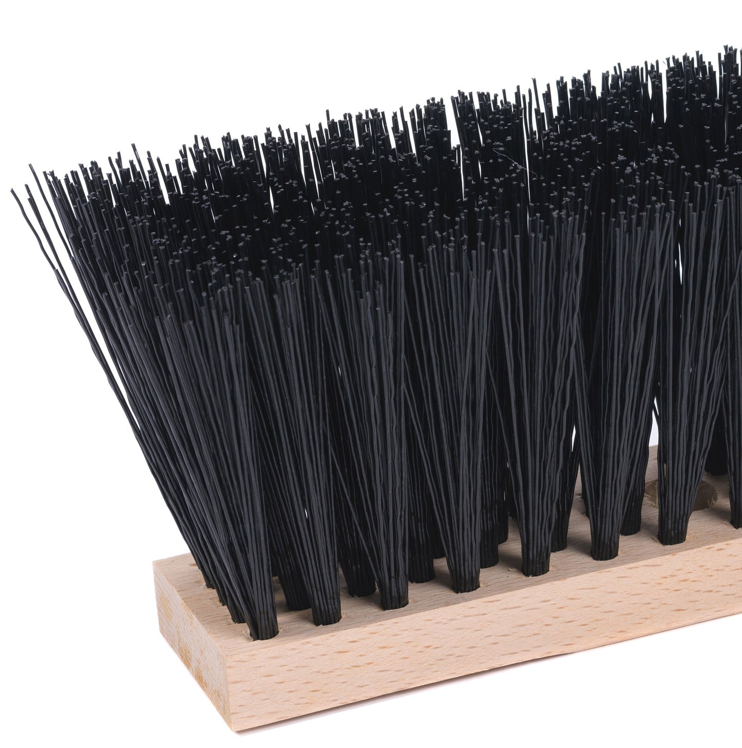 Special broom for rough work, street broom, long plastic bristles, black with handle/wooden handle