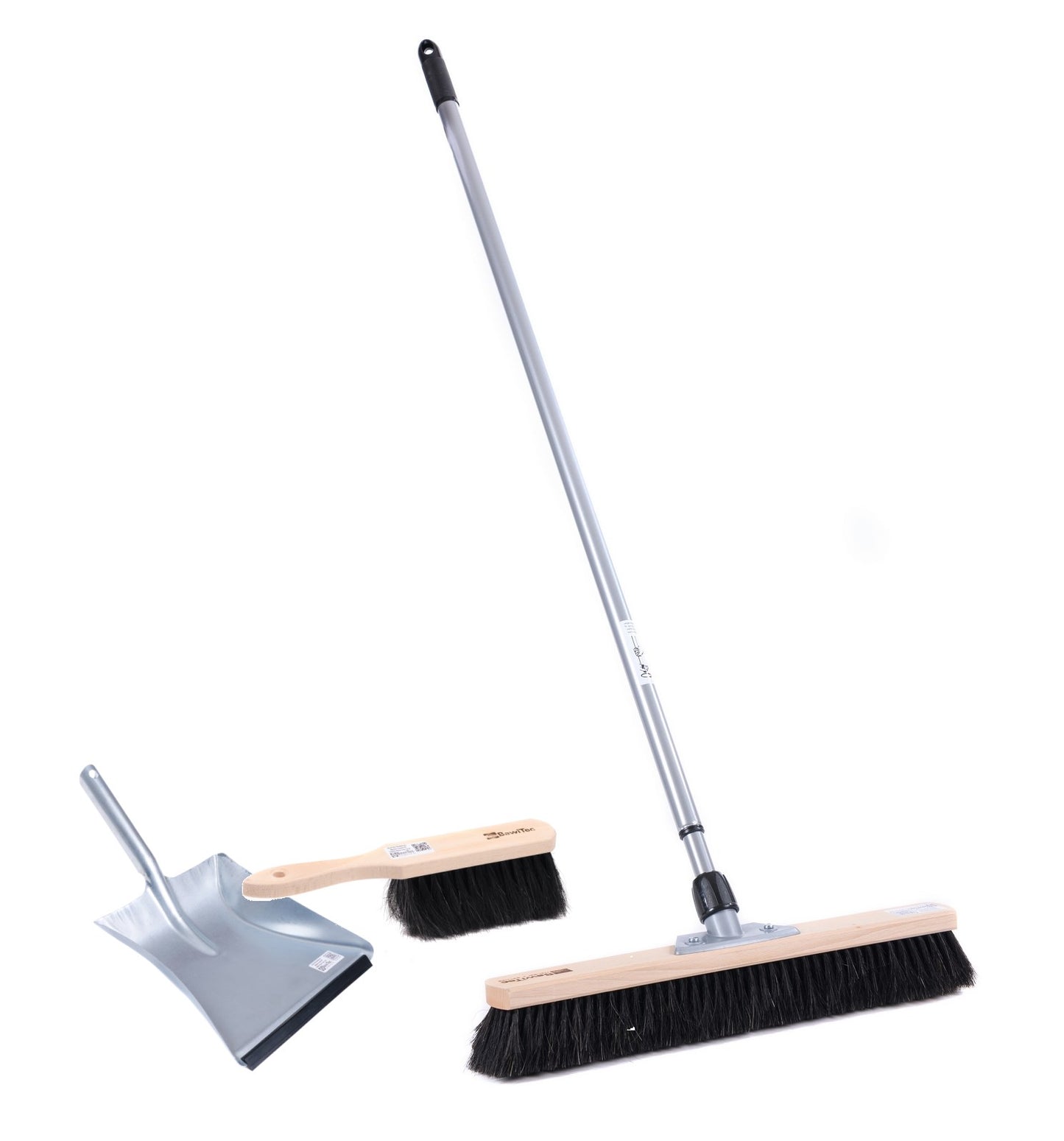 Horsehair natural hair broom set sweeping set XL 60cm incl. hand brush and dustpan