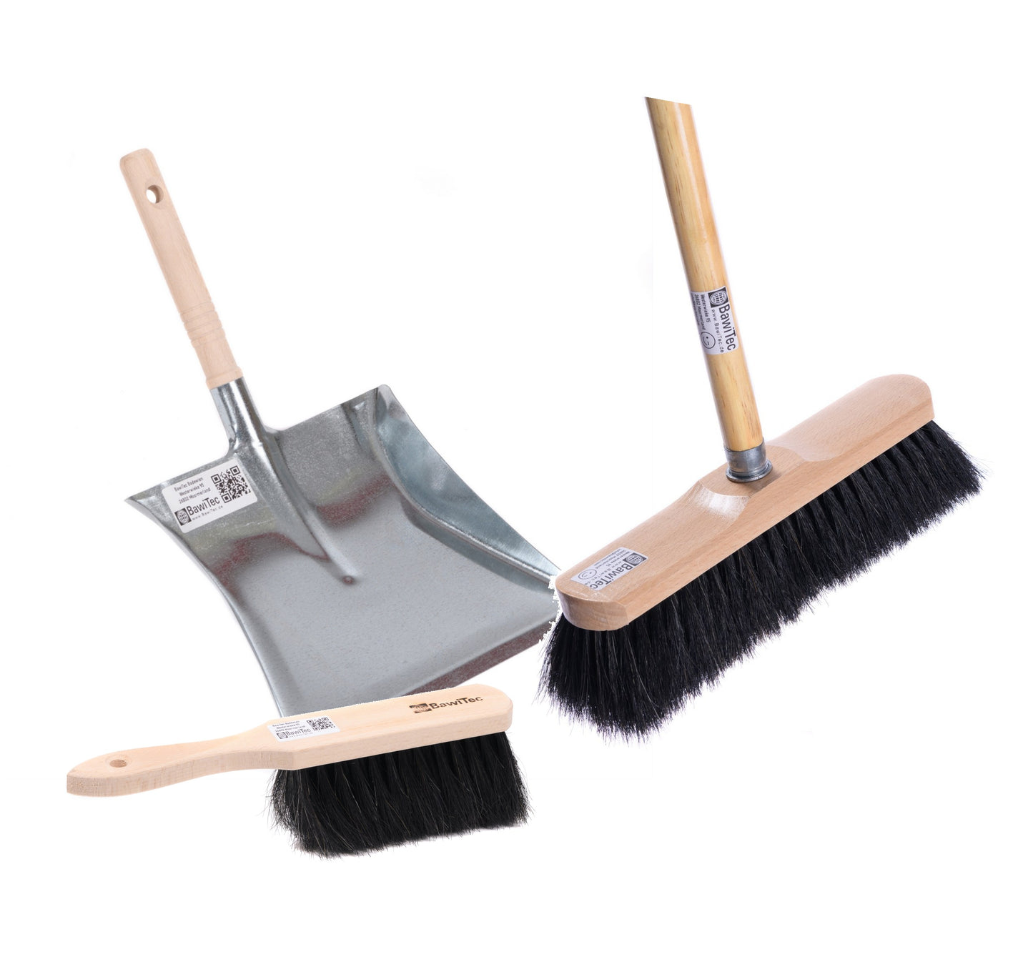 Komplett-Set Rosshaarbesen Zimmerbesen mit Holzstiel Handfeger und Kehrschaufel