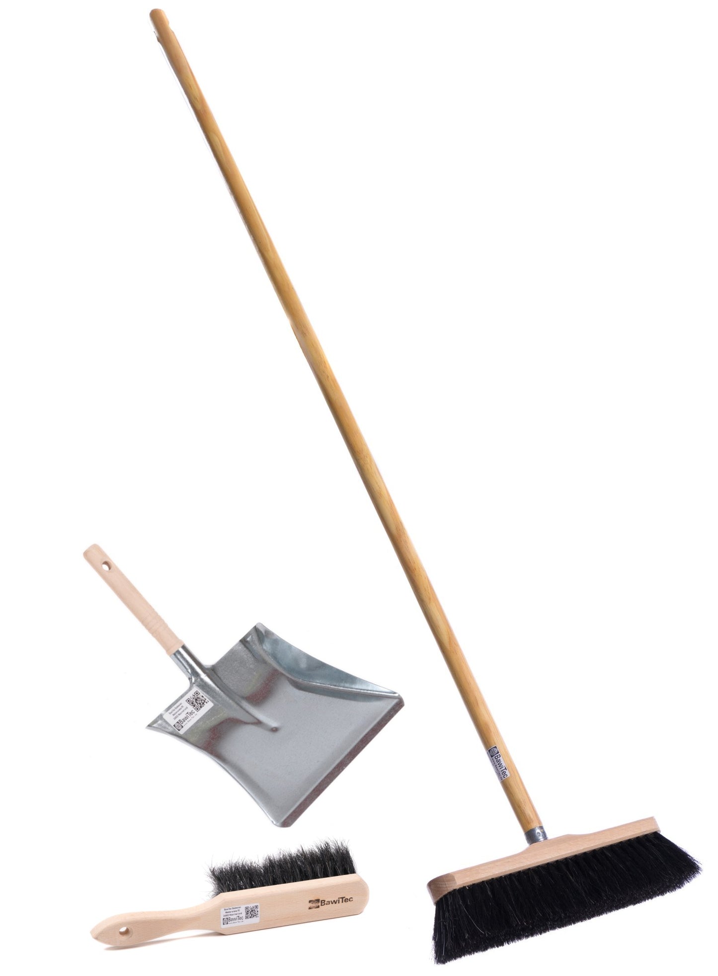 Komplett-Set Rosshaarbesen Zimmerbesen mit Holzstiel Handfeger und Kehrschaufel