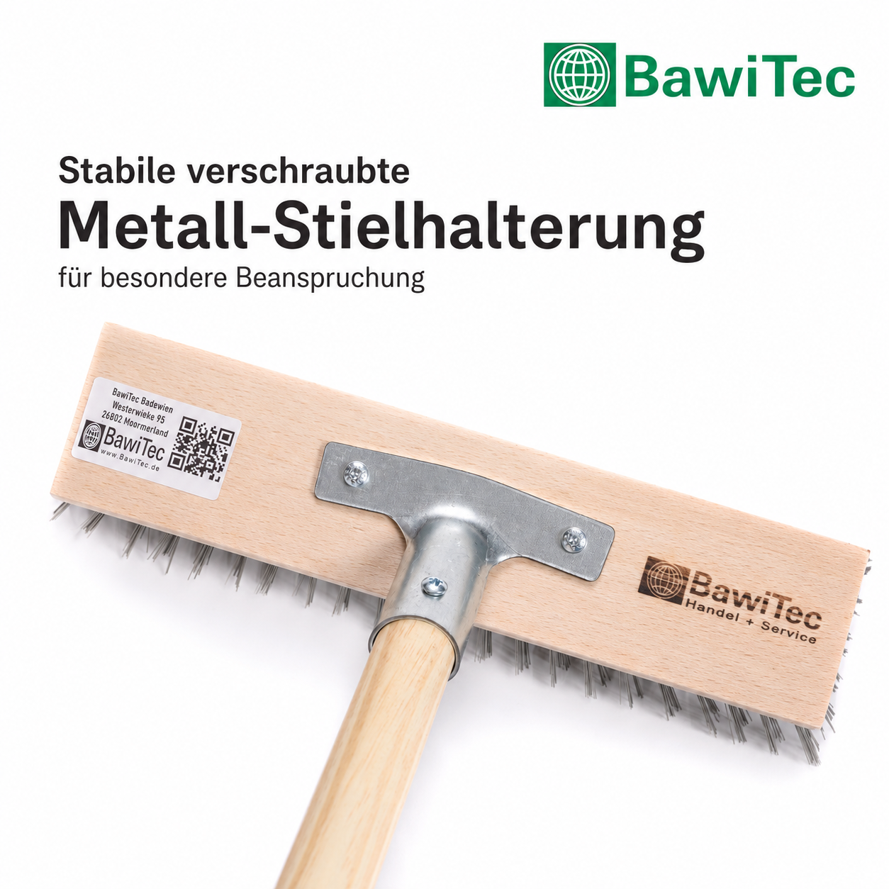 Stahldrahtbesen 30cm mit Metallhalter und Stiel Besenstiel