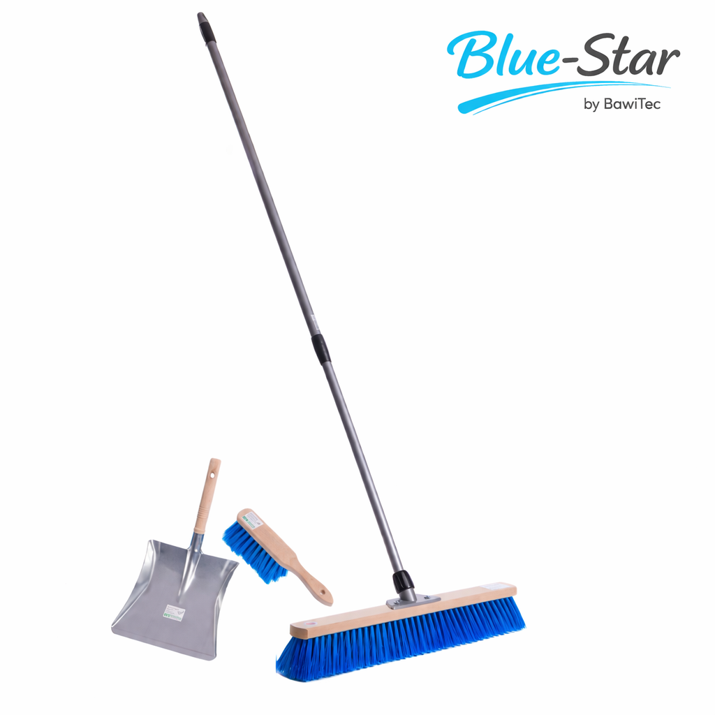 "Blue-Star" Straßenbesen Set verschiedene Varianten Besen Handfeger Kehrschaufel mit Stiel
