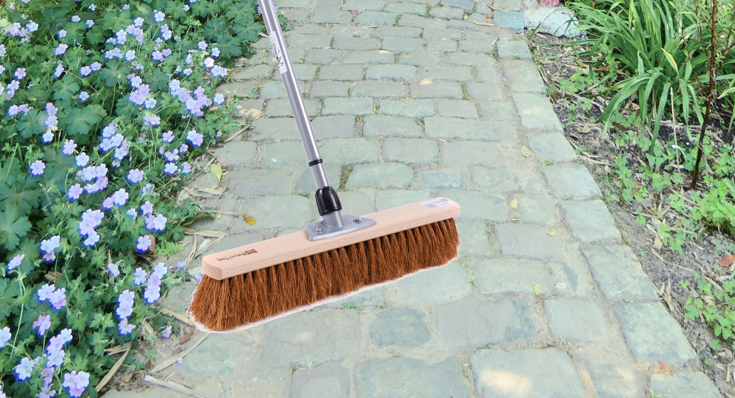 Hall broom coconut broom with telescopic handle, infinitely adjustable sweeping broom plant fiber coconut bristles