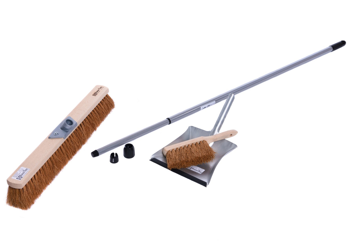 Coconut broom sweeping set coconut natural fiber bristles broom with telescopic handle hand brush and dustpan sweeping set