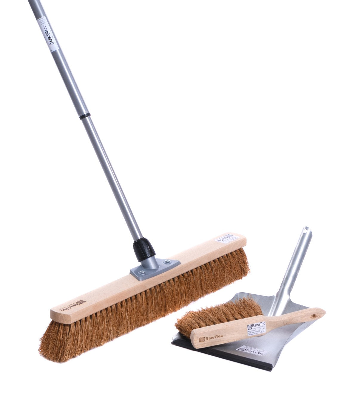 Coconut broom sweeping set coconut natural fiber bristles broom with telescopic handle hand brush and dustpan sweeping set