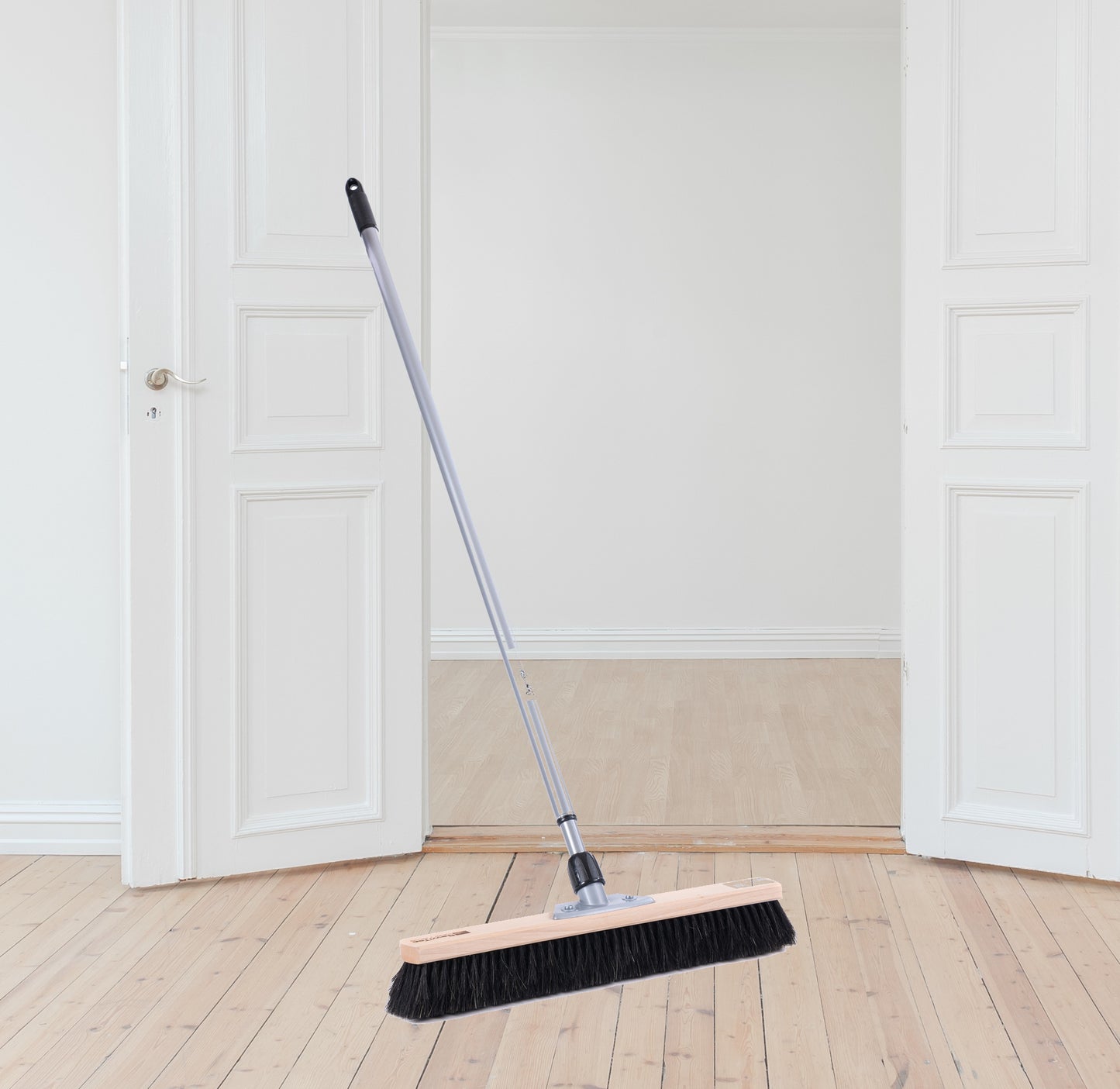 Natural hair horsehair broom with telescopic handle, very soft, hall broom, sweeping broom with metal handle