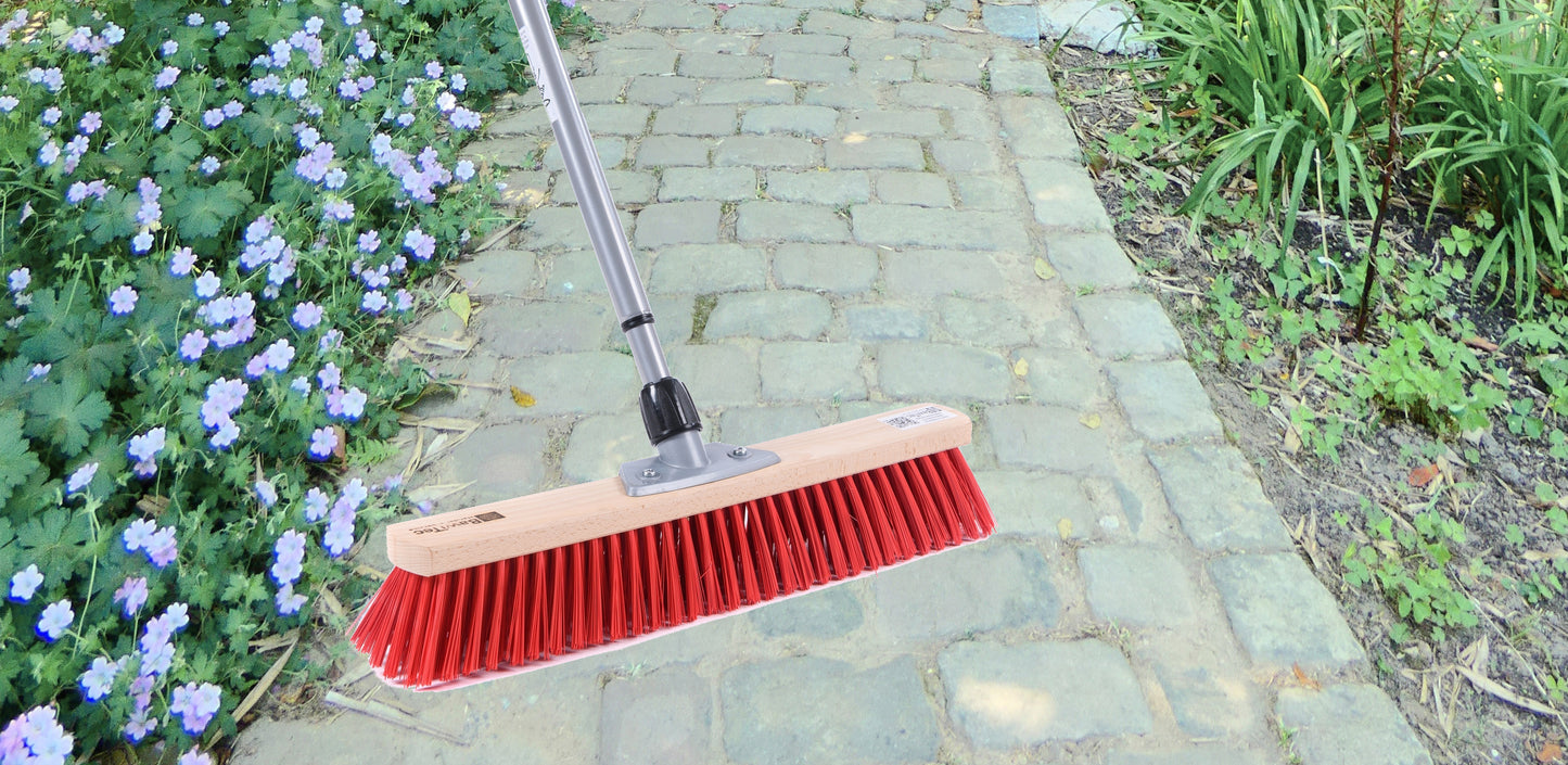 Street broom Elaston plastic bristles red with metal handle telescopic handle extendable sweeping broom broom with handle