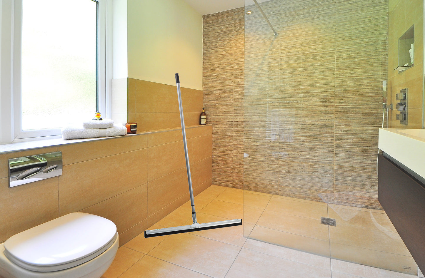 Stable water squeegee water squeegee with telescopic handle, infinitely adjustable width 45cm 55cm 75cm