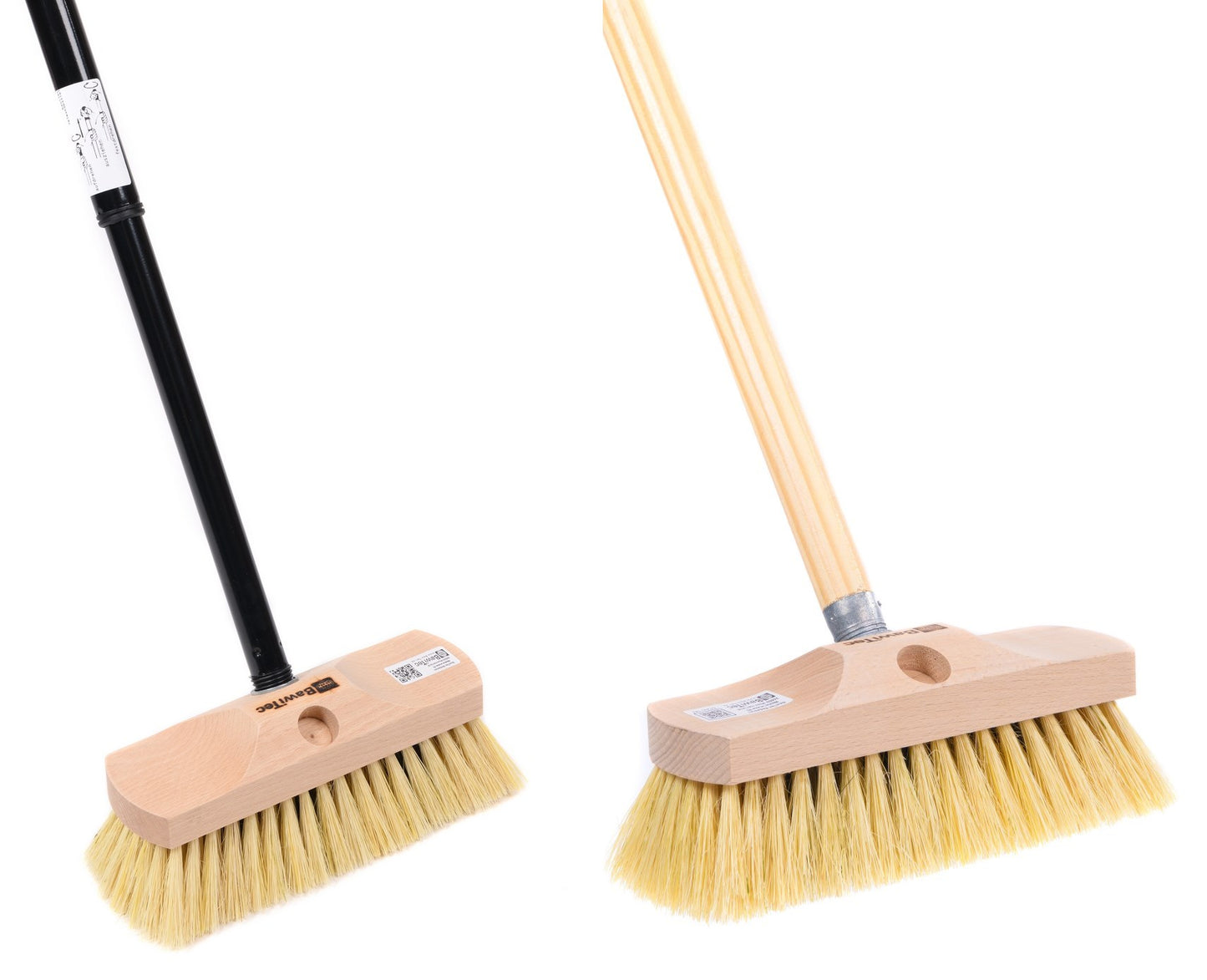 All-purpose scrubber 25cm wide with extra long natural fiber bristles with handle universal brush