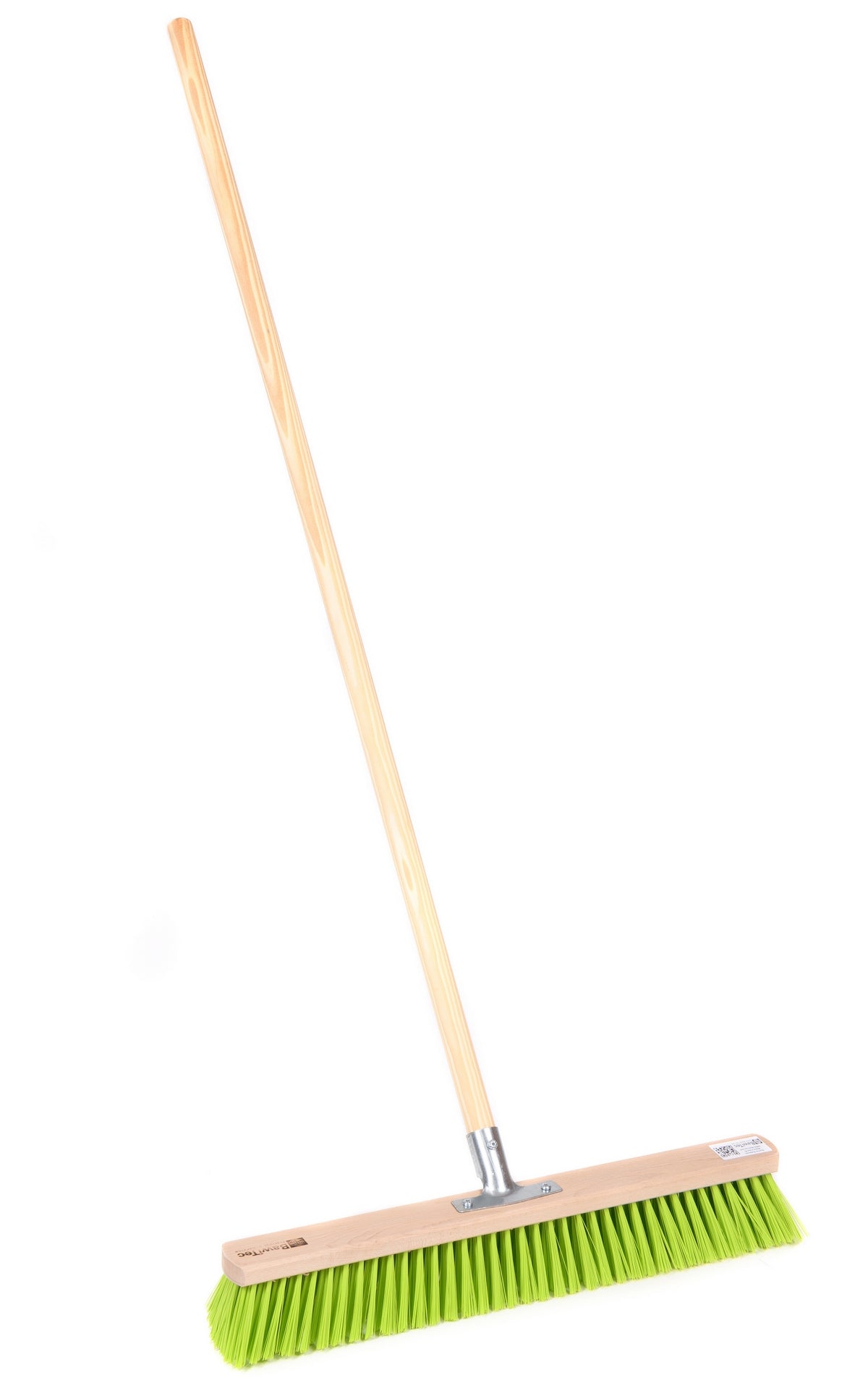 Professional street broom Eralon-Elaston bristles neon green with sturdy handle wooden handle garden broom