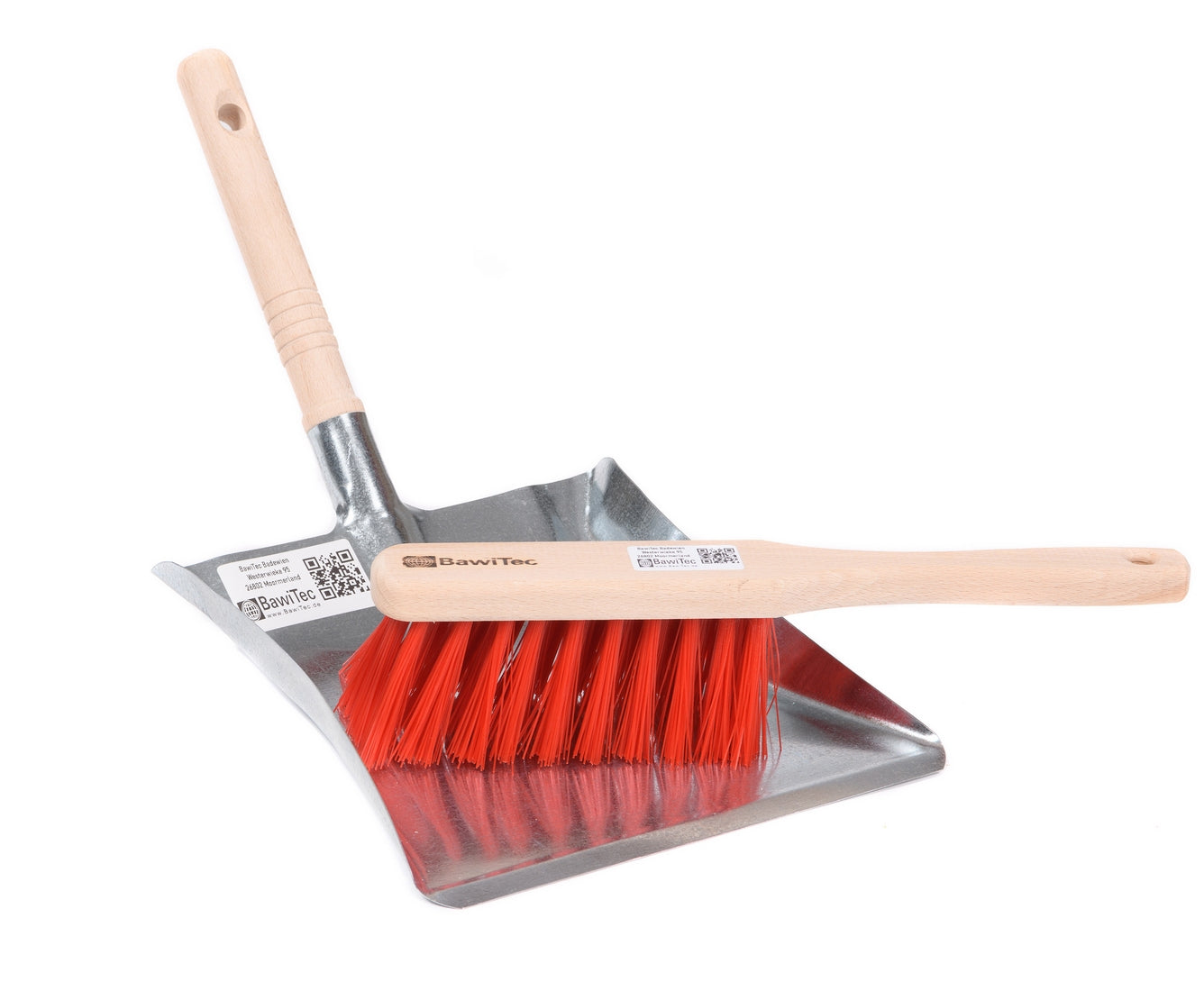 Sweeping set, sweeping set, 2 pieces. Plastic elaston bristles red hand brush and metal dustpan set