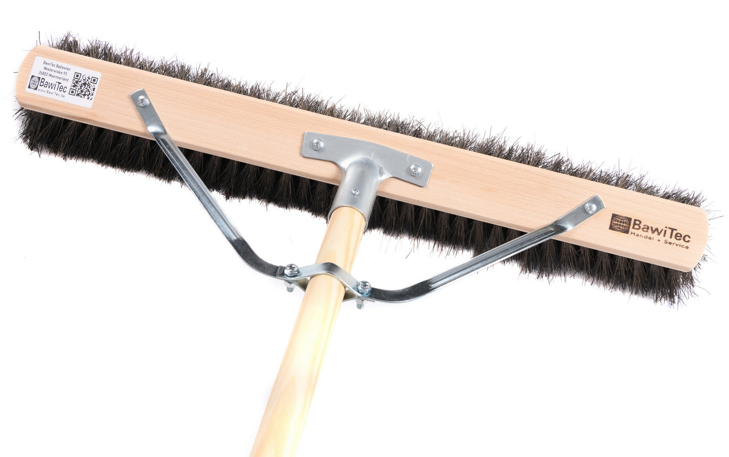 Professioneller Straßenbesen Arenga nass/öl-beständig mit Stielstabilisator und Holzstiel Besenstiel stabiler Besen