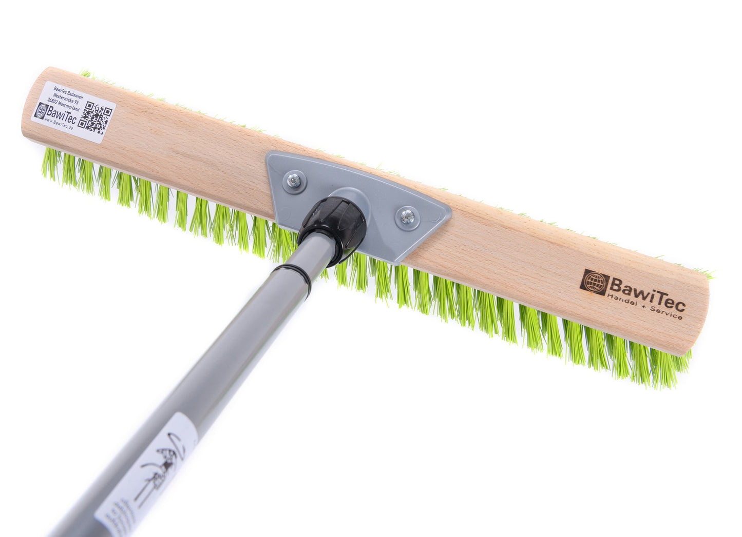 Street broom Elaston neon green with telescopic handle, infinitely adjustable garden broom