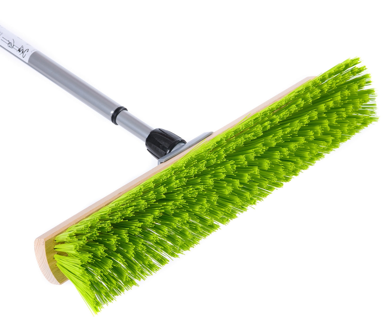 Street broom Elaston neon green with telescopic handle, infinitely adjustable garden broom