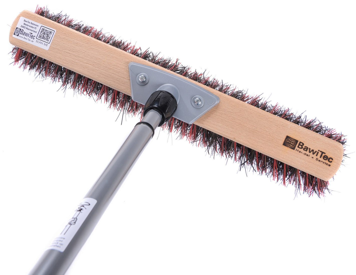 Outdoor broom street broom Arenga mix bristles with telescopic handle, infinitely extendable, sweeping broom with handle