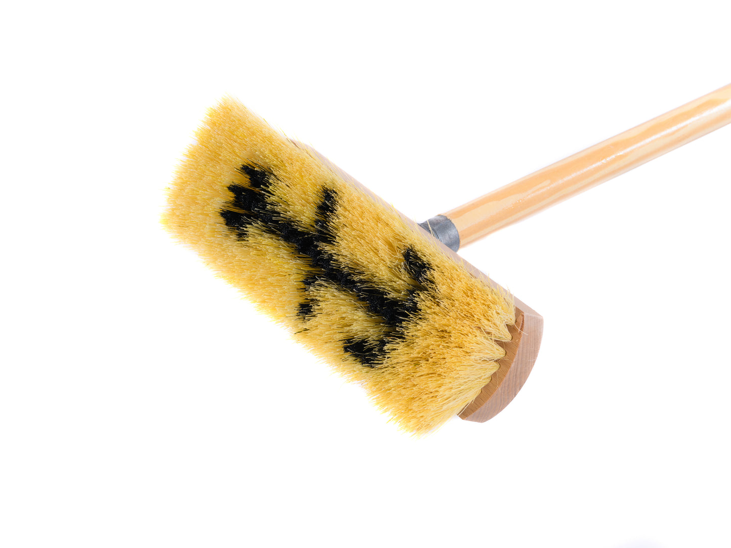 All-purpose scrubber 25cm wide with extra long natural fiber bristles with handle universal brush