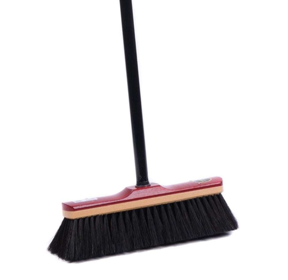 Room broom 30cm real horsehair bristles, very soft, including adjustable telescopic handle