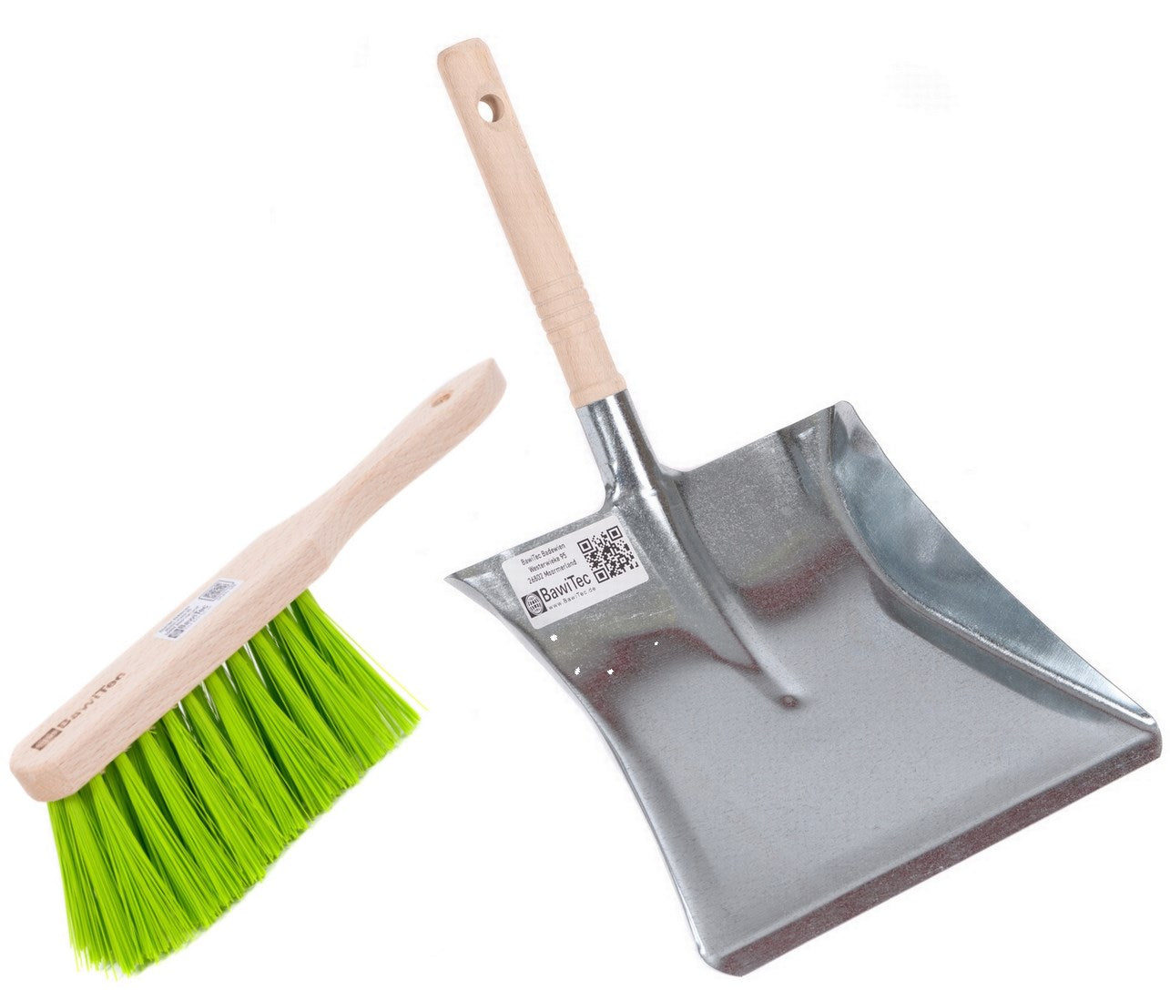 Garten Kehrgarnitur Kehrset 2tlg. Kunststoff-Elaston-Borsten neongrün Handfeger und Metall-Kehrschaufel Set