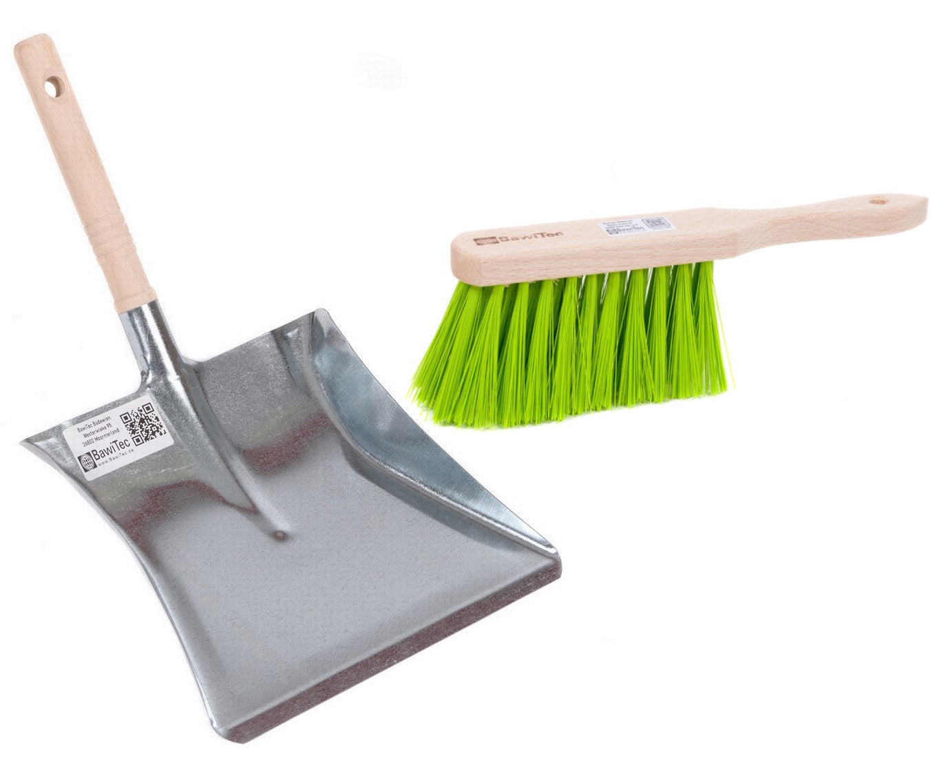 Garten Kehrgarnitur Kehrset 2tlg. Kunststoff-Elaston-Borsten neongrün Handfeger und Metall-Kehrschaufel Set
