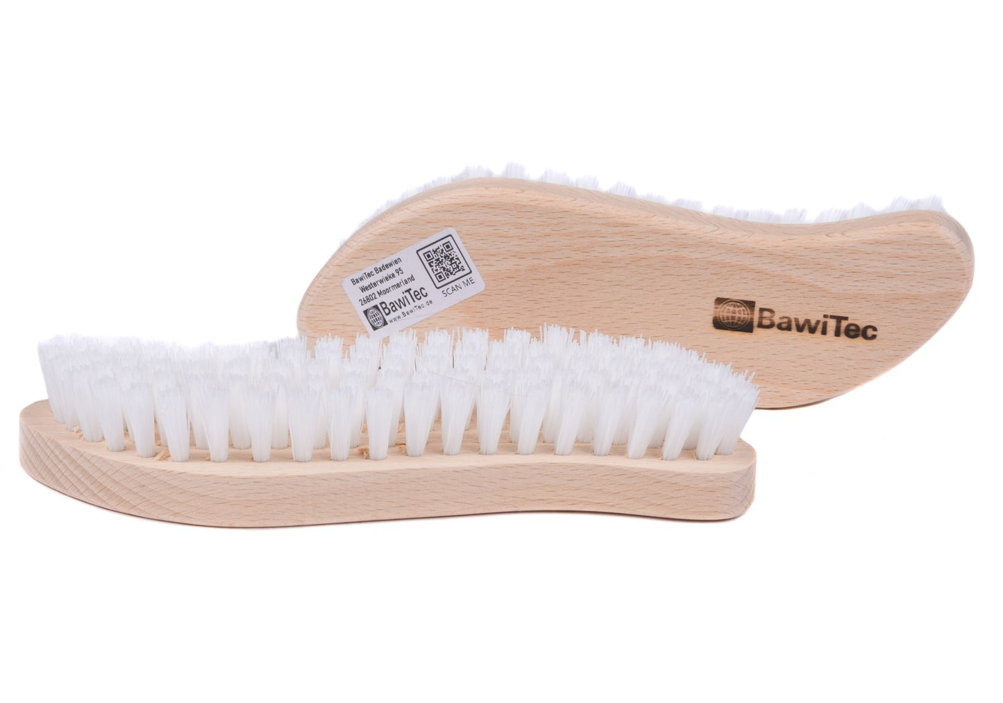 Pack of 2 scrubbing brushes, cleaning brushes, S-shape, 210 mm, ppn bristles, white