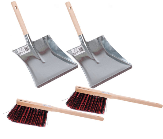 2er-Set Langstiel-Kehrgarnitur ArengaMix-Borsten Handfeger 43cm und Metall-Kehrschaufel Set