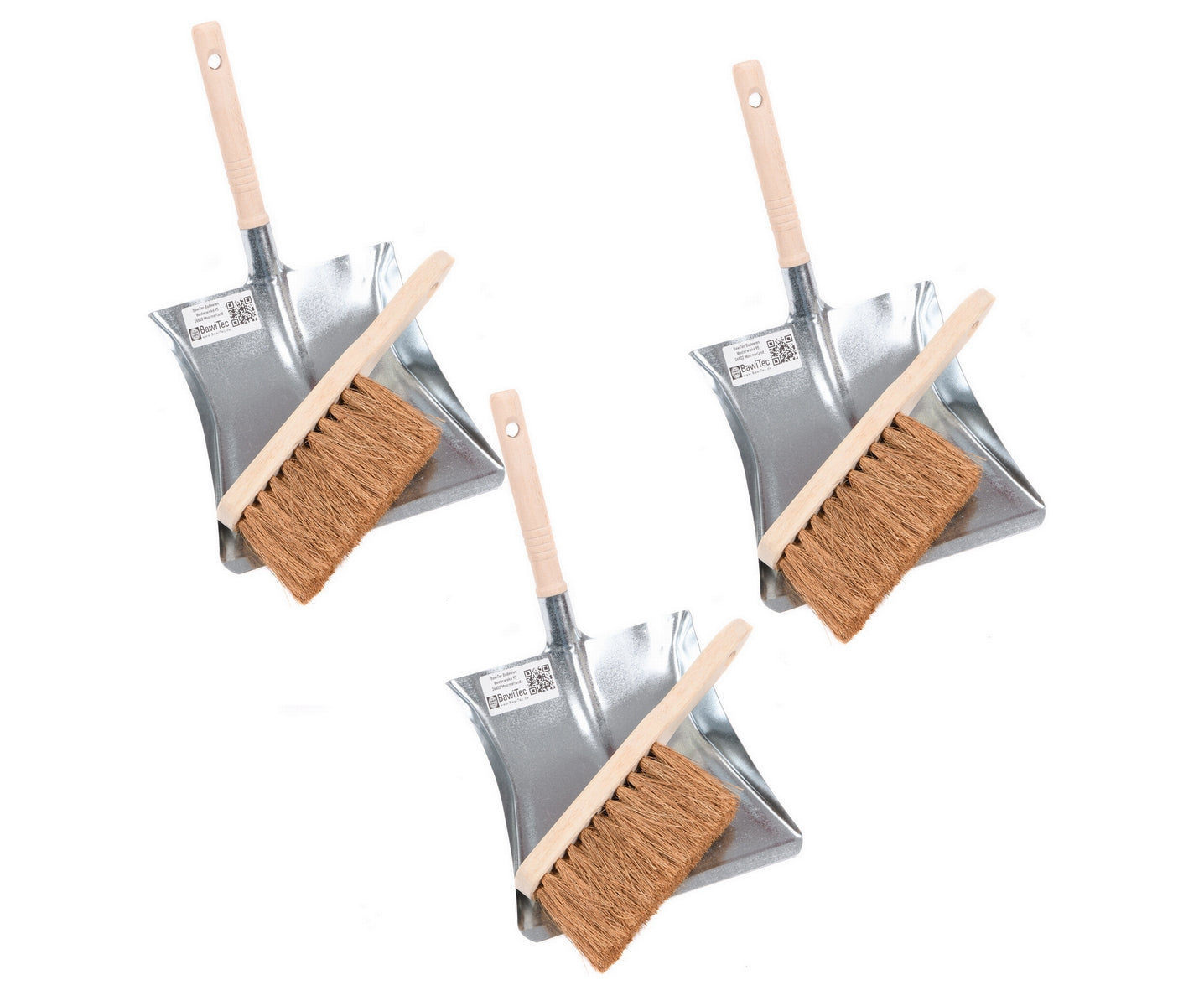 3 pieces sweeping set coconut natural fiber bristles hand brush 28cm and metal dustpan