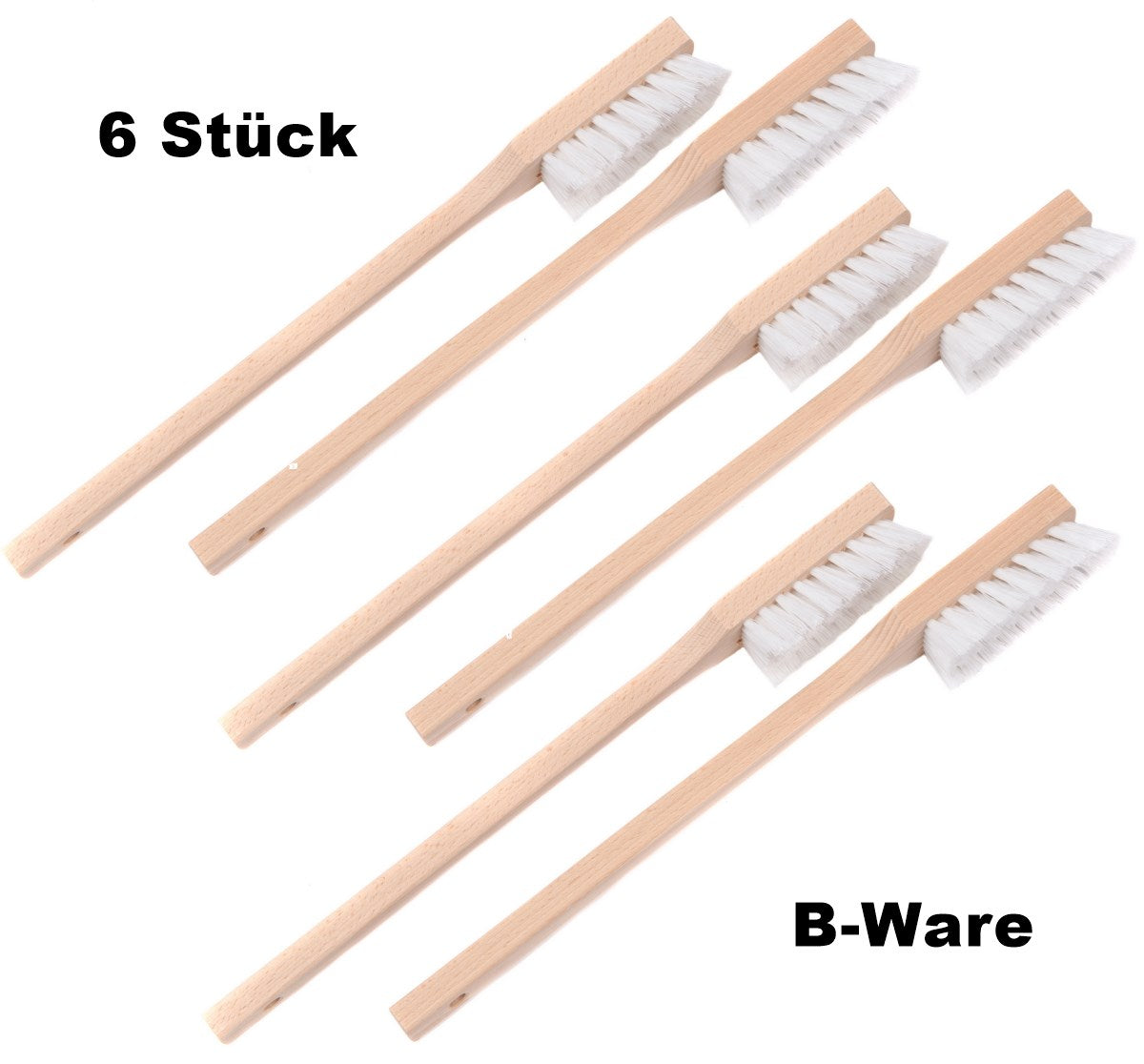 6 Stück Langstiel Reinigungsbürsten Stielbürsten (B-Ware) Kunststoffborsten weiß