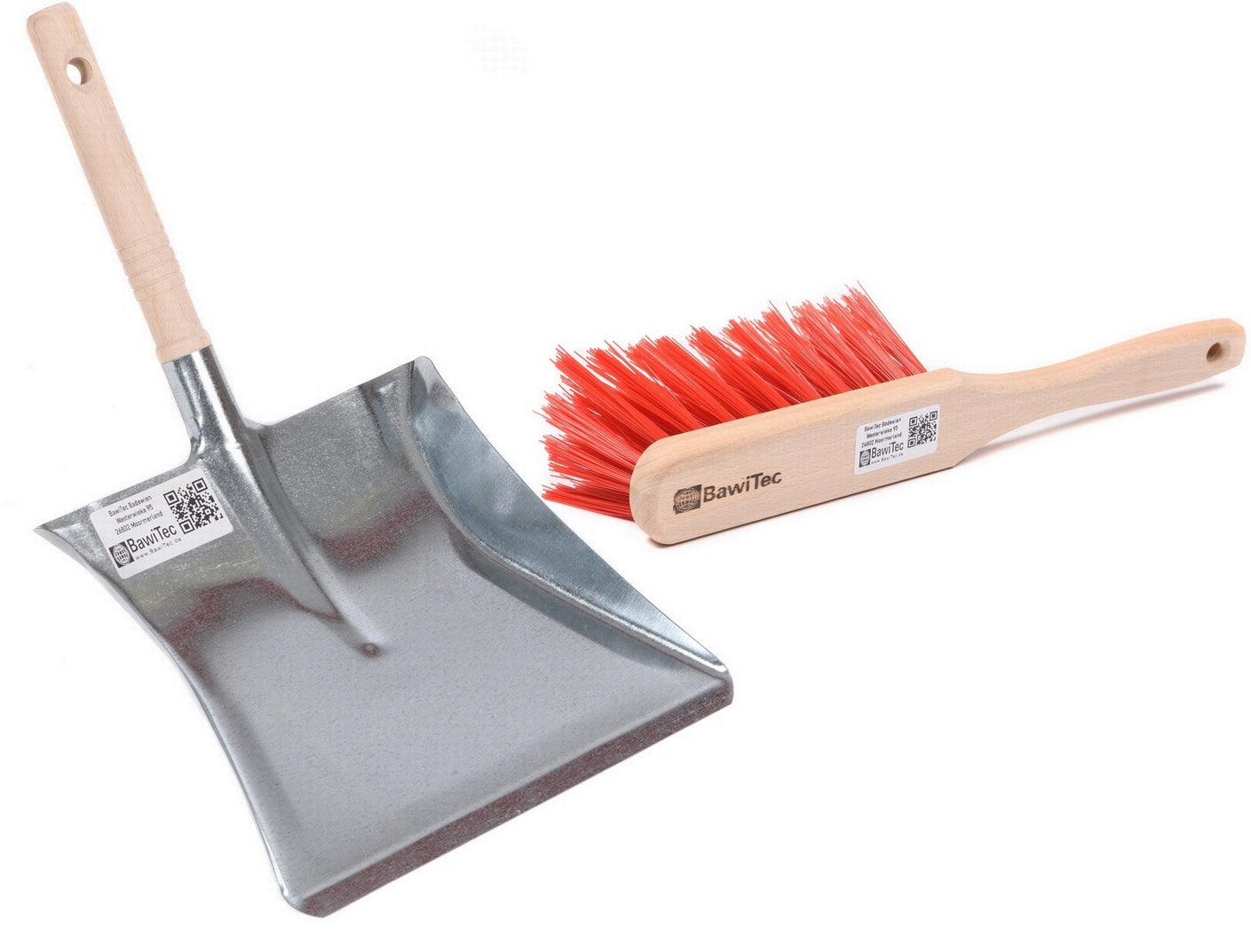 Sweeping set, sweeping set, 2 pieces. Plastic elaston bristles red hand brush and metal dustpan set
