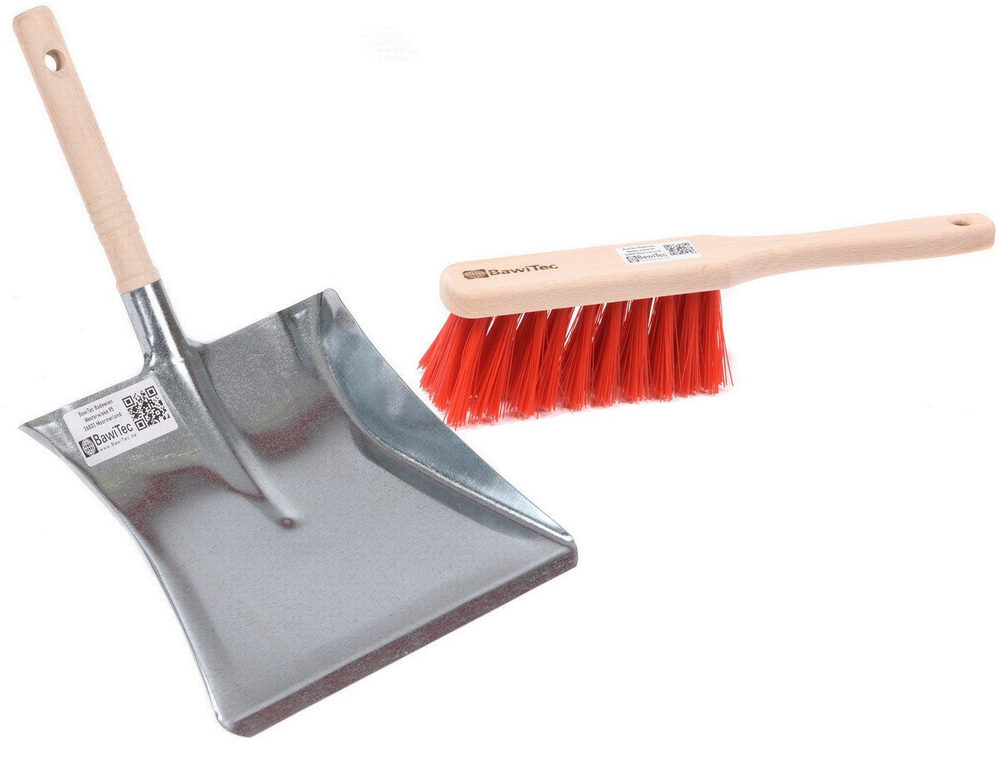 Sweeping set, sweeping set, 2 pieces. Plastic elaston bristles red hand brush and metal dustpan set