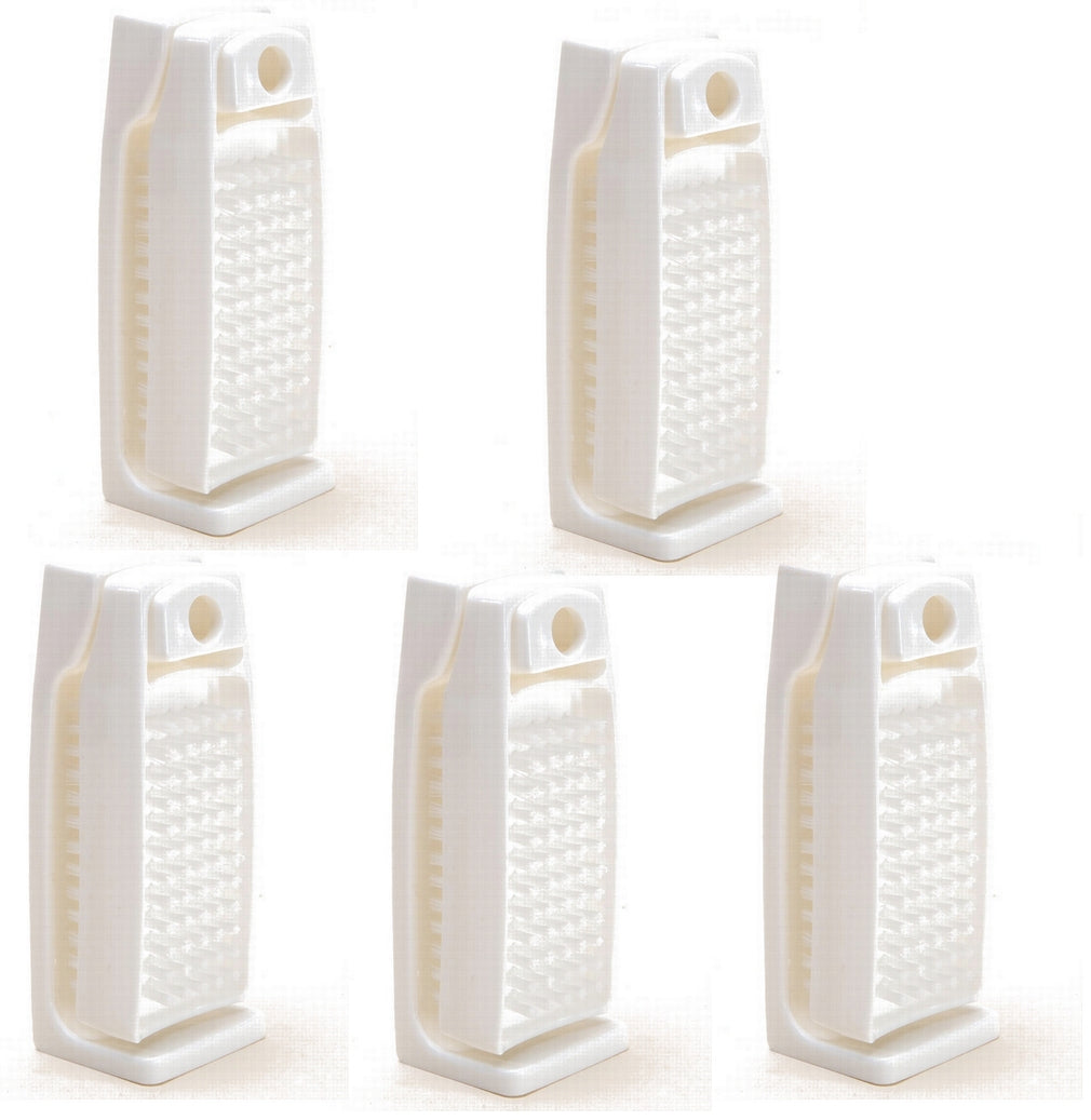 Set of 5 hand brushes, nail brushes with console, white plastic bristles