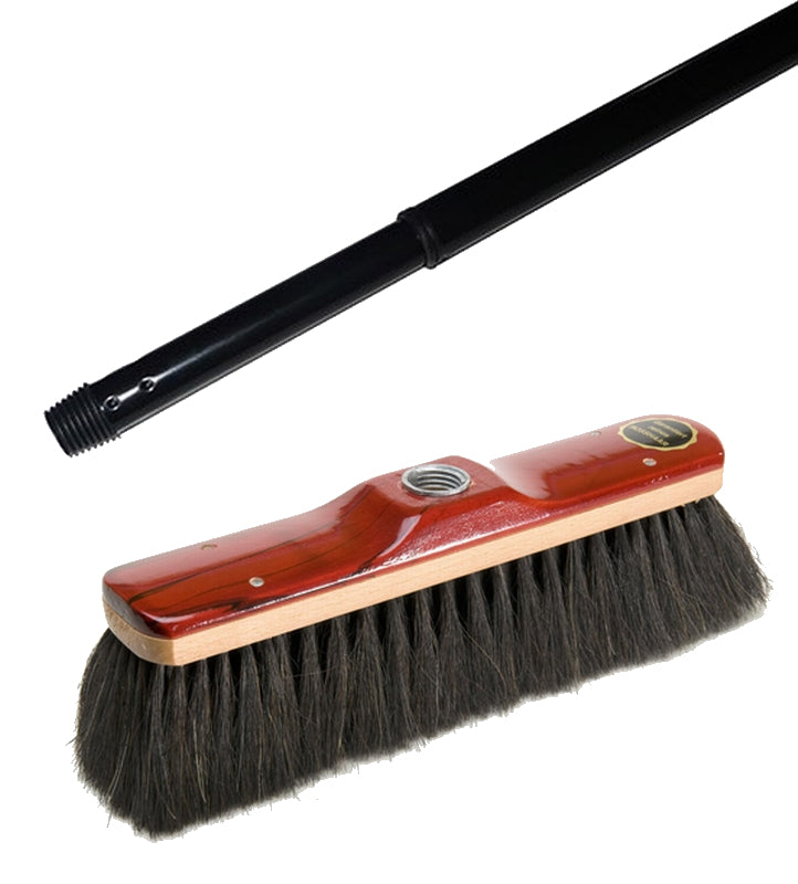 Room broom 30cm real horsehair bristles, very soft, including adjustable telescopic handle