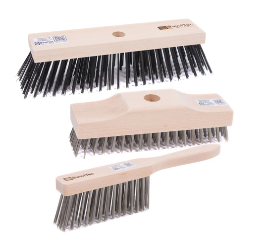 Profi Stahldraht Besen-Schrubber-Handfeger Set 3-teilig für Standardstiele