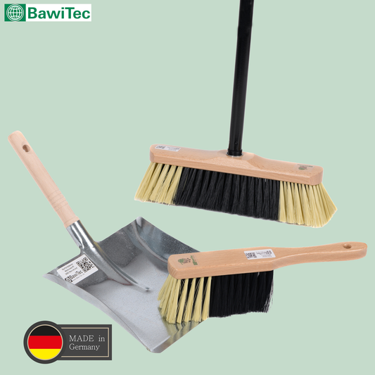 Kehrset Zimmerbesen-Set Kunsthaar-Borsten weich Besen 30cm mit Teleskopstiel Handfeger und Kehrschaufel Kehrgarnitur