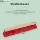 Professioneller Straßenbesen Elaston-Kunststoff-Borsten rot mit 4-Loch-Wechselsystem und Aluminiumstiel Länge 145cm