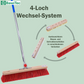 Professioneller Straßenbesen Elaston-Kunststoff-Borsten rot mit 4-Loch-Wechselsystem und Aluminiumstiel Länge 145cm