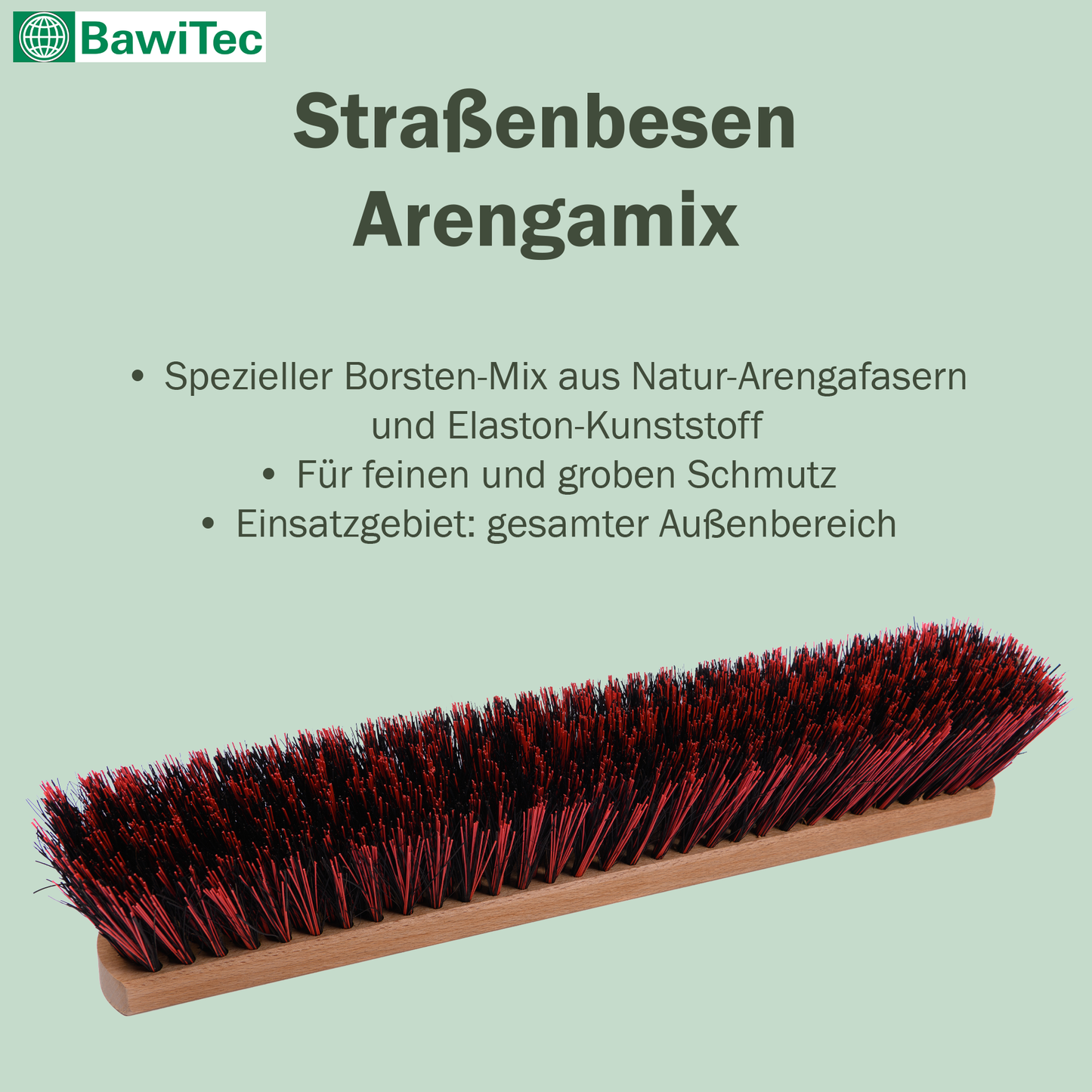 Profi Straßenbesen ArengaMix-Borsten mit 4-Loch-Wechselsystem und Metallstiel Länge 145cm Besen
