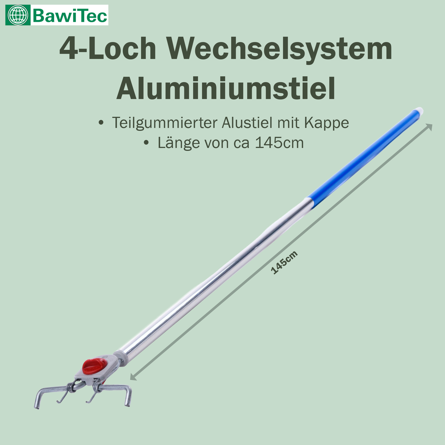 Profi Saalbesen Kunsthaar Borsten schwarz mit 4-Loch-Wechselsystem und Aluminiumstiel Stiel Länge 145cm