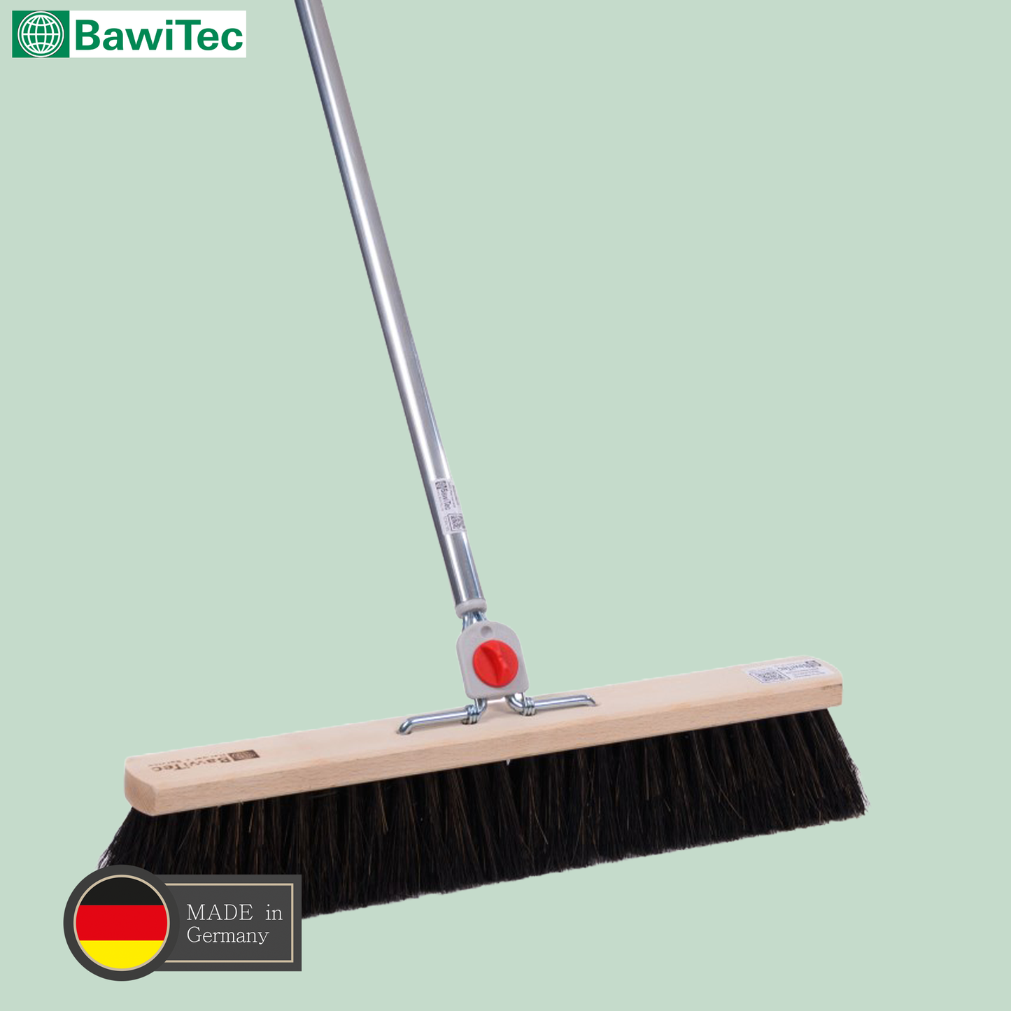 Street broom Arenga plant fiber bristles with 4-hole change system aluminum handle handle 
