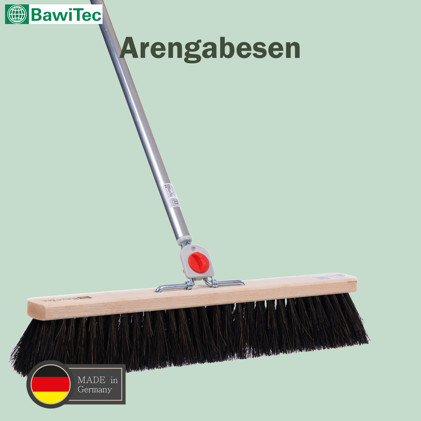 Street broom Arenga plant fiber bristles with 4-hole change system aluminum handle handle 