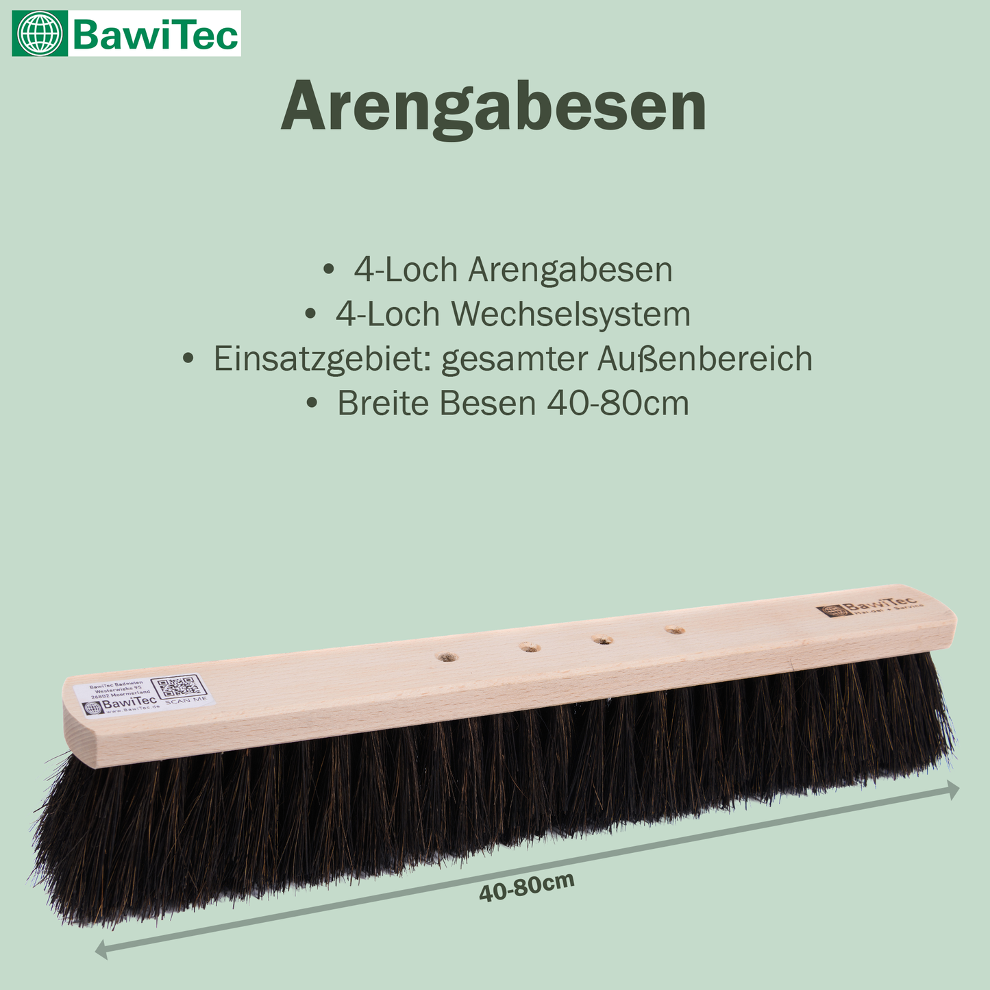 Street broom Arenga plant fiber bristles with 4-hole change system aluminum handle handle 